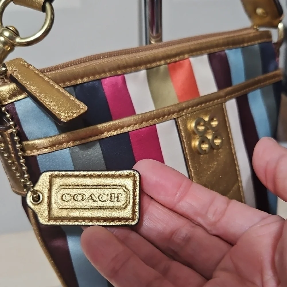 Coach NWOT Legacy Multicolor Striped Crossbody Bag with Gold Accents - Picture 5 of 9